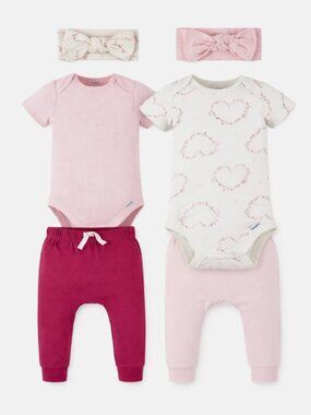 NWT LOT Gerber Baby Size Newborn Outfit Set Onesies Pants Headbands Bodysuits